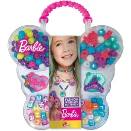 Lisciani Giochi Boîte à Bijoux Créatifs en Forme de Papillon Barbie avec Perles, Breloques et Accessoires, Jeu Créatif pour Enfants à Partir de 8 Ans