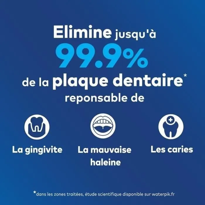 Waterpik WF-20 Hydropulseur dentaire sans fil et rechargeable, élimine 99.9% de la plaque avec la technologie PrecisionPulse, blanc, recommandé UFSBD
