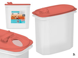 LEKNES Porte gazpacho en plastique transparent avec couvercle rouge 2L