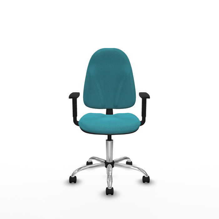 Chaise de bureau Algarra avec mécanisme de contact permanent de base, rembourrée de tissu turquoise. Équipée d'une base chromée, d'accoudoirs 1D et de roulettes en nylon de 50 mm. Chaise de bureau Algarra avec mécanisme de contact permanent de base, rembourrée de tissu turquoise. Équipée d'une base chromée, d'accoudoirs 1D et de roulettes en nylon de 50 mm.