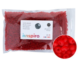 Innspiro Rocaille de verre ronde glacée rouge 3,8 mm 500g