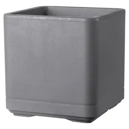 Deroma Pot de fleurs Cube Cosmo - 38 x 39 cm - Gris cendre - Avec réserve d'eau et roulettes - Volume 25,5 L - Résistant au gel et aux UV