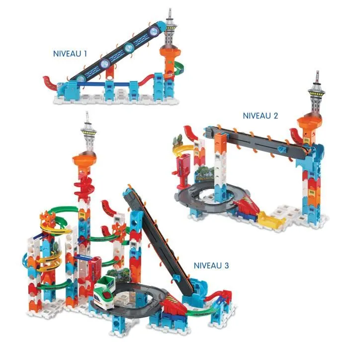 VTECH Marble Rush Super Sky Tower Set XL300E - Circuit de billes de construction 143 pièces avec 10 billes - Jeu éducatif pour enfant de 4 ans et plus