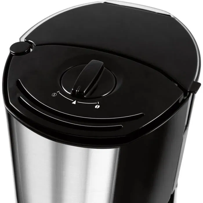Melitta Cafetière filtre Enjoy Top Glass Noir/Acier brossé 1017-04 avec AromaSelector, 15 tasses, réservoir transparent et système anti-gouttes