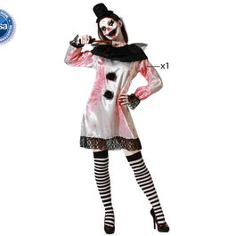 Déguisement Femme Halloween Payaso Siniestro - Robe Blanche Style Vintage Effrayant Pour Adultes - Tailles M et L - 100% Polyester