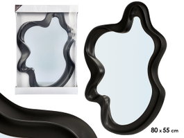 Giftdecor Miroir en Plastique Noir Forme libre 80 x 56 cm (Set de 4)