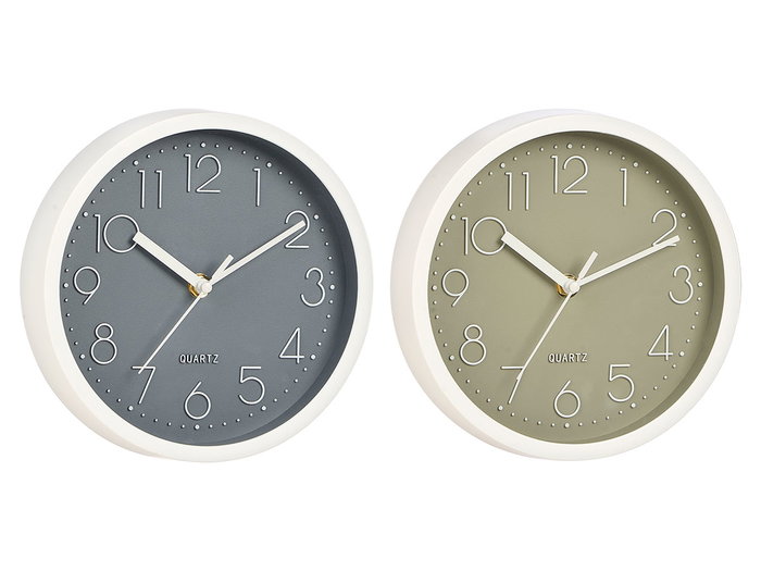Giftdecor Horloge Ronde 20 cm Simple Couleurs Variées Plastique et Verre Pile AA Non Incluse (Set de 12)