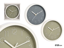 Giftdecor Horloge Ronde 20 cm Simple Couleurs Variées Plastique et Verre Pile AA Non Incluse (Set de 12)