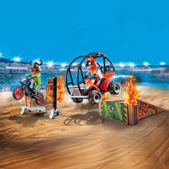 Playmobil Stunt Show 71808 - Duo de cascadeurs avec quad et moto
