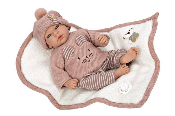 Muñecas Arias Poupée Elegance Andie avec couverture (poupée lestée) 40 cm corps souple