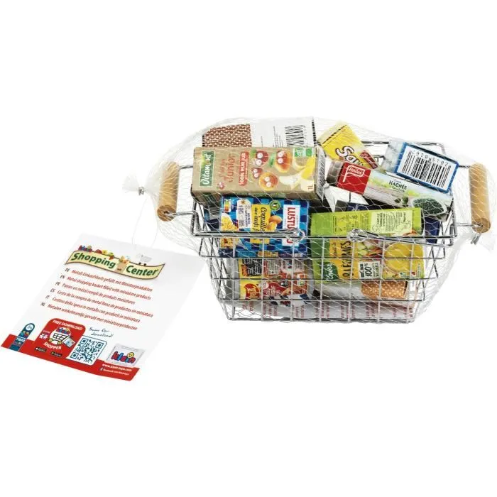 KLEIN Panier à provisions en métal jouet d'épicerie avec aliments factices Baleine, Bonne Maman, Capri-sun, Findus, Knorr KLEIN Panier à provisions en métal jouet d'épicerie avec aliments factices Baleine, Bonne Maman, Capri-sun, Findus, Knorr