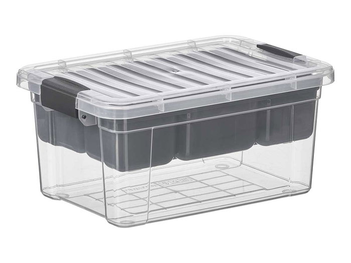 KIPIT Boîte organisatrice anthracite et transparente 3,2 L 5 compartiments