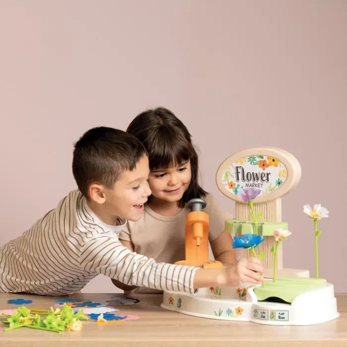 Smoby - Marchande Marché aux Fleurs - Jeu d'imitation et Fabrique Florale pour Enfants dès 3 Ans - Machine à Fleurs et Plus de 100 Accessoires