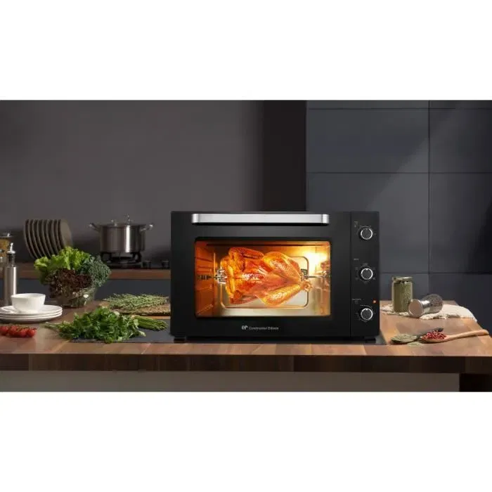 Continental Edison CEMF80B - Minifour électrique avec chaleur tournante - 75 L - 2400 W - Noir - 5 modes de cuisson - Thermostat réglable