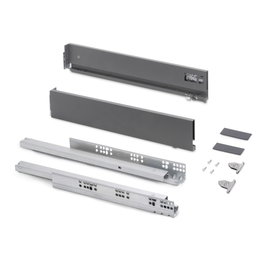Emuca Kit pour tiroir extérieur Vertex, profondeur 400 mm, réglage 3D, Gris anthracite