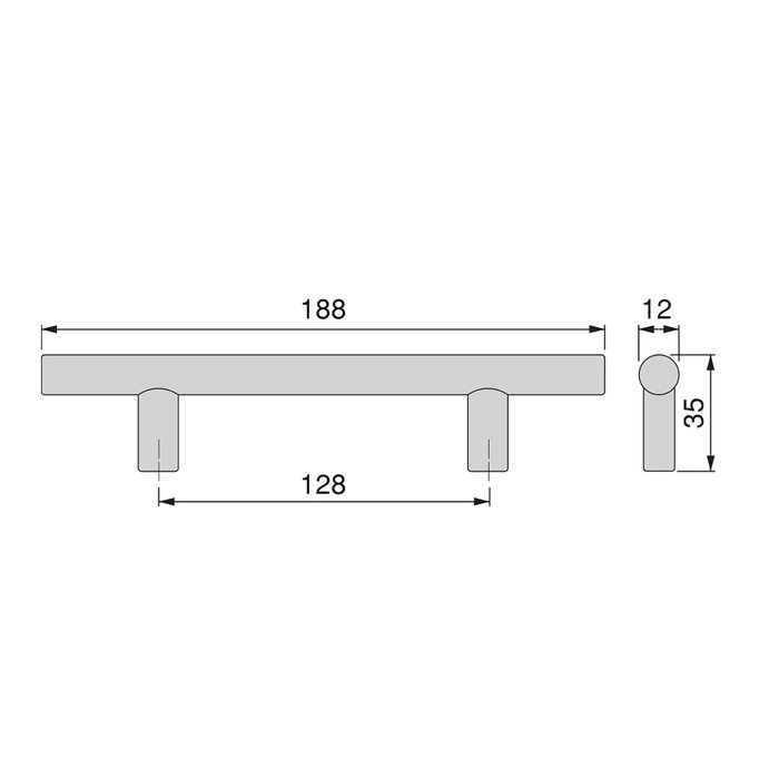 Emuca Lot de 10 poignées pour meubles Orlando, L188mm, entraxe 128mm, Acier, Nickel satiné