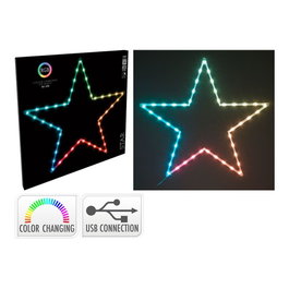 Basics Étoile LED RGB 45 LED Noël Multifonction USB avec Contrôleur 60x0,6x57 cm Câble 10 m