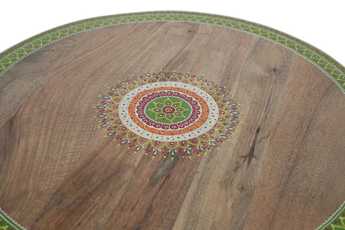 GINER Y COLOMER Table de Salle à Manger Ronde en Bois de Mango Peinte à la Main, 76 cm, Multicolore, Assemblage Requis, 13 kg