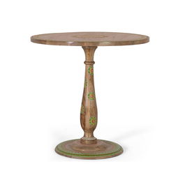 GINER Y COLOMER Table de Salle à Manger Ronde en Bois de Mango Peinte à la Main, 76 cm, Multicolore, Assemblage Requis, 13 kg