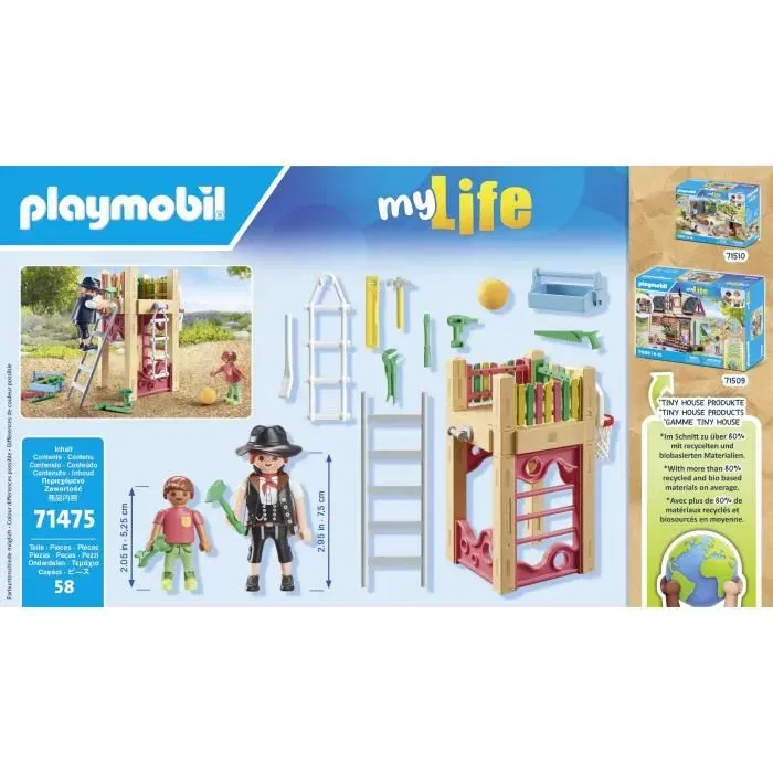 Playmobil 71475 - Charpentier avec Tourelle de Jeu My Life - 58 Pièces - Jeu de Rôle Créatif pour Enfants
