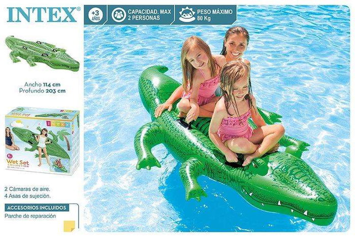 Intex Crocodile à chevaucher Bleu et vert