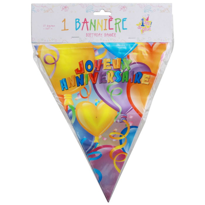 Party Time Guirlande de 10 Fanions, 3,6 m