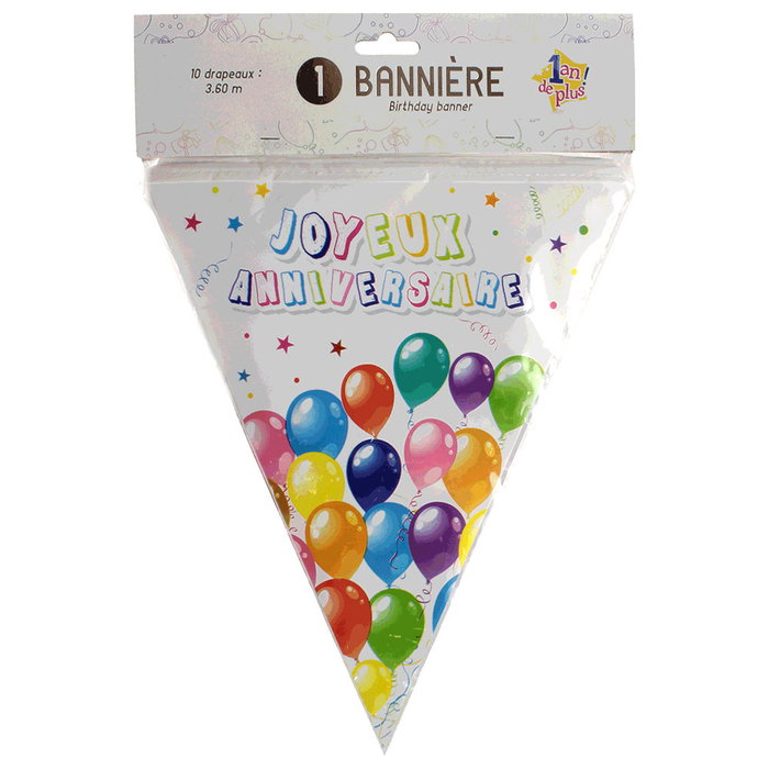 Party Time Guirlande de 10 Fanions, 3,6 m