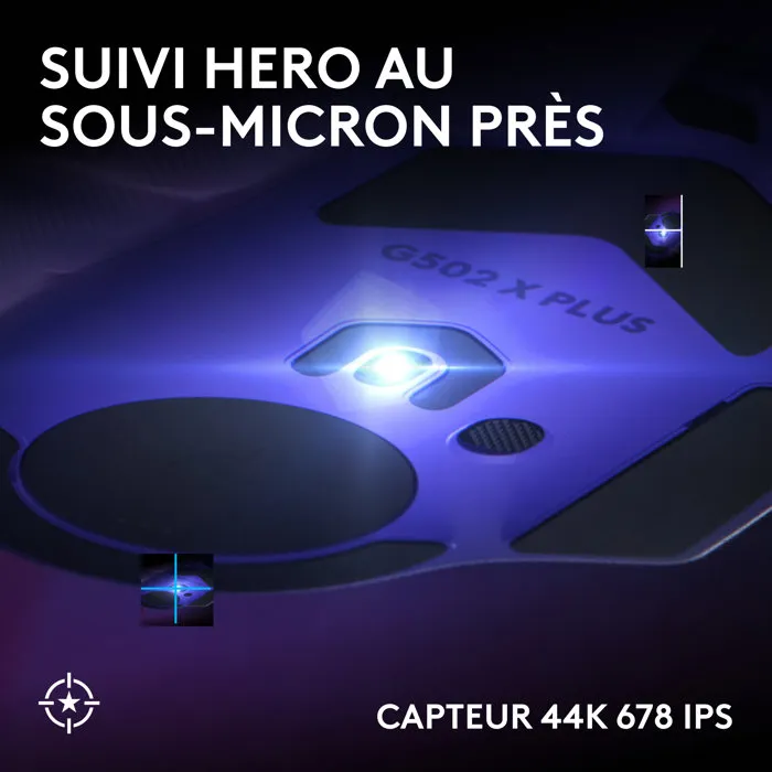 Logitech G502 X Plus - Souris gamer sans fil - Lilas foncé