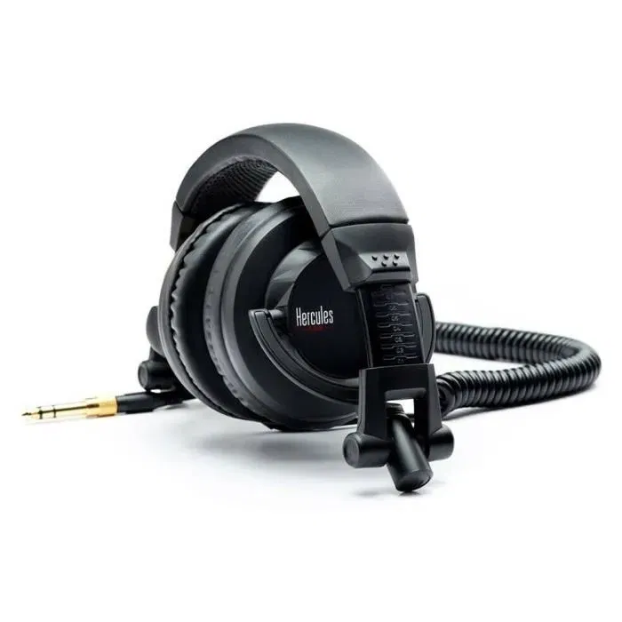 Hercules HDP DJ45 Casque DJ à Haute Performance Pliable Écouteurs Pivotants Noir Câble 2m Impédance 60 Ohms
