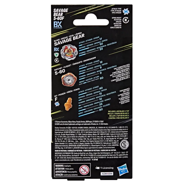 Beyblade X Booster Pack Savage Bear 5-60F BX