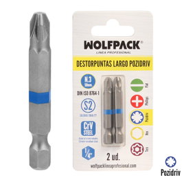 WOLFPACK LINEA PROFESIONAL Lot de 2 embouts Pozidriv N.3