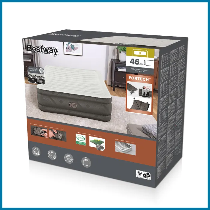 Bestway 1069050XXX23 Lit Gonflable 2 Places Fortech avec Traitement Antimicrobien Ultra-Fresh pour un Sommeil Sain, Pompe Intégrée, Gonflage Rapide 5 min, Dimensions 203x152x46 cm Bestway 1069050XXX23 Lit Gonflable 2 Places Fortech avec Traitement Antimicrobien Ultra-Fresh pour un Sommeil Sain, Pompe Intégrée, Gonflage Rapide 5 min, Dimensions 203x152x46 cm