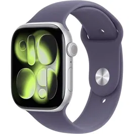 Apple Watch Series 11 GPS - 46 mm - Boîtier Aluminium Silver - Bracelet Sport Band Purple Fog Taille S/M