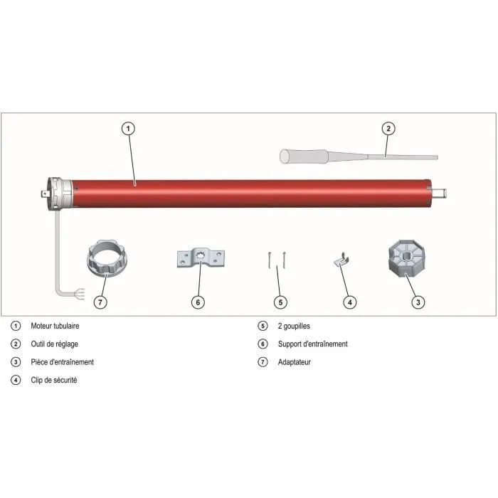 Superrollo Moteur de volet roulant filaire RM10MS SR20110 - 10 Nm, diam. 40 mm, pour tablier jusqu'à 22 kg, 230 V, avec accessoires