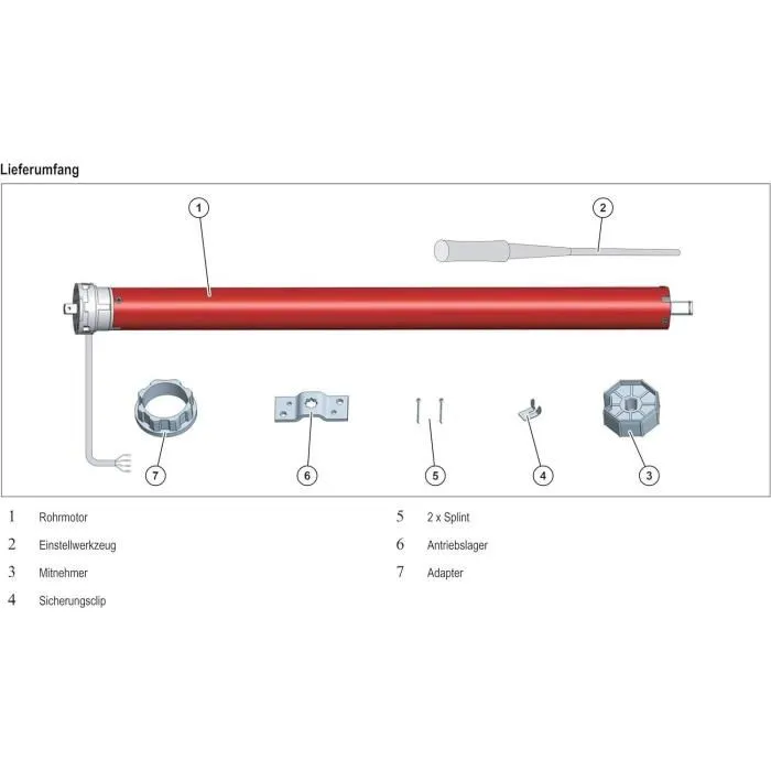 Superrollo Moteur de volet roulant filaire RM10MS SR20110 - 10 Nm, diam. 40 mm, pour tablier jusqu'à 22 kg, 230 V, avec accessoires