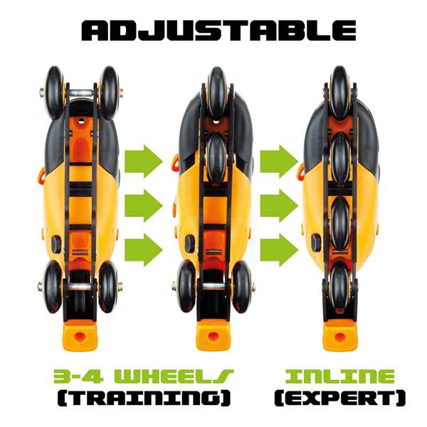 Molto Patines 4 en linea ajustables - Patins à roulettes alignées 4 roues couleur orange - Taille M (35/38)