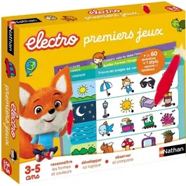 Nathan Nathan Electro Premiers Jeux Électroniques - Jeu éducatif avec stylo interactif pour enfants à partir de 3 ans, découverte des animaux, chiffres, couleurs et formes