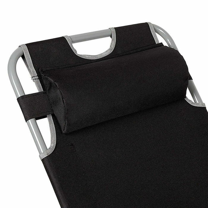 Chaise longue inclinable Aktive Polyester 600D Acier Noir 177 x 47 x 34 cm