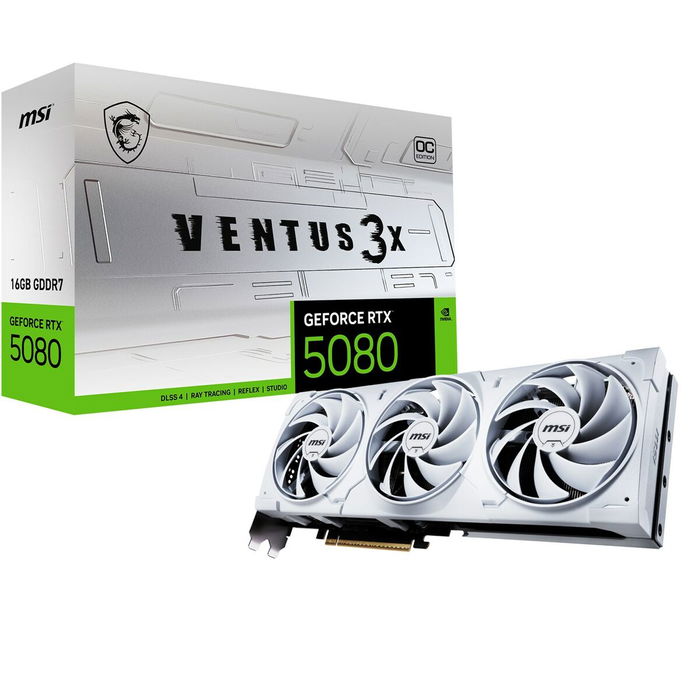 Carte Graphique MSI GEFORCE RTX 5080 16G VENTUS 3X OC WHITE GEFORCE RTX 5080 16 GB GDDR6X Carte Graphique MSI GEFORCE RTX 5080 16G VENTUS 3X OC WHITE GEFORCE RTX 5080 16 GB GDDR6X