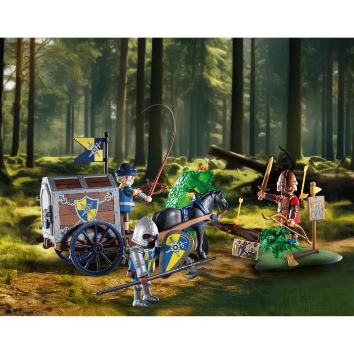 Playmobil 71484 - Set aventure Novelmore, convoi avec cheval et trésor contre les dragons, figurines chevaliers, pour enfants dès 5 ans