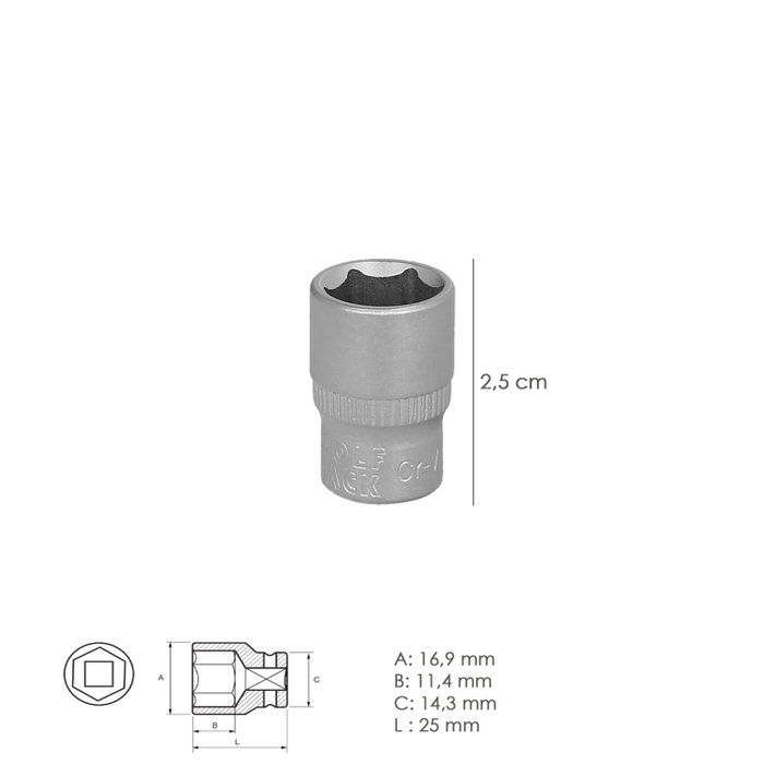 WOLFPACK LINEA PROFESIONAL Clé à douille 1/4'' hexagonale 12 mm