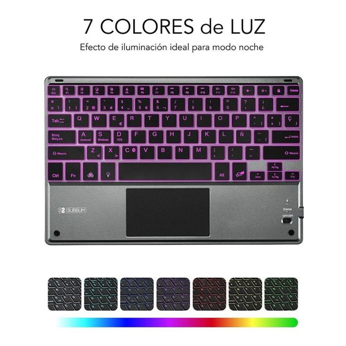 Clavier avec pavé tactile Subblim SUB-KBT-SMBT51 Gris Multicouleur Espagnol Qwerty QWERTY