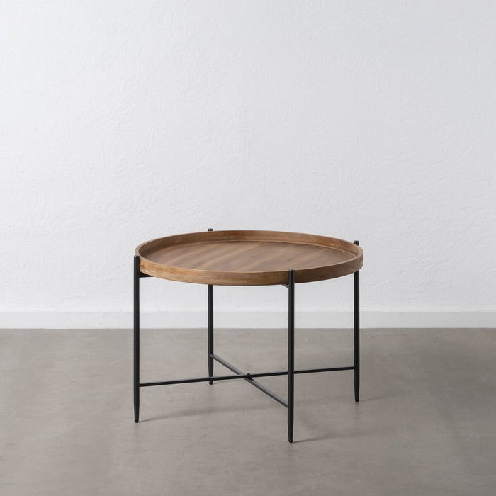 BigBuy Home Table Basse Noir Naturel 80 x 80 x 55 cm