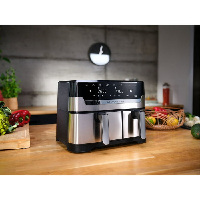 Friteuse à Air Tefal EY905D10 2700 W 8,3 L Noir Acier Friteuse à Air Tefal EY905D10 2700 W 8,3 L Noir Acier