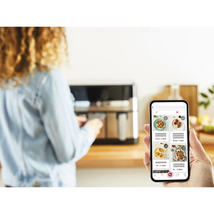 Friteuse à Air Tefal EY905D10 2700 W 8,3 L Noir Acier Friteuse à Air Tefal EY905D10 2700 W 8,3 L Noir Acier