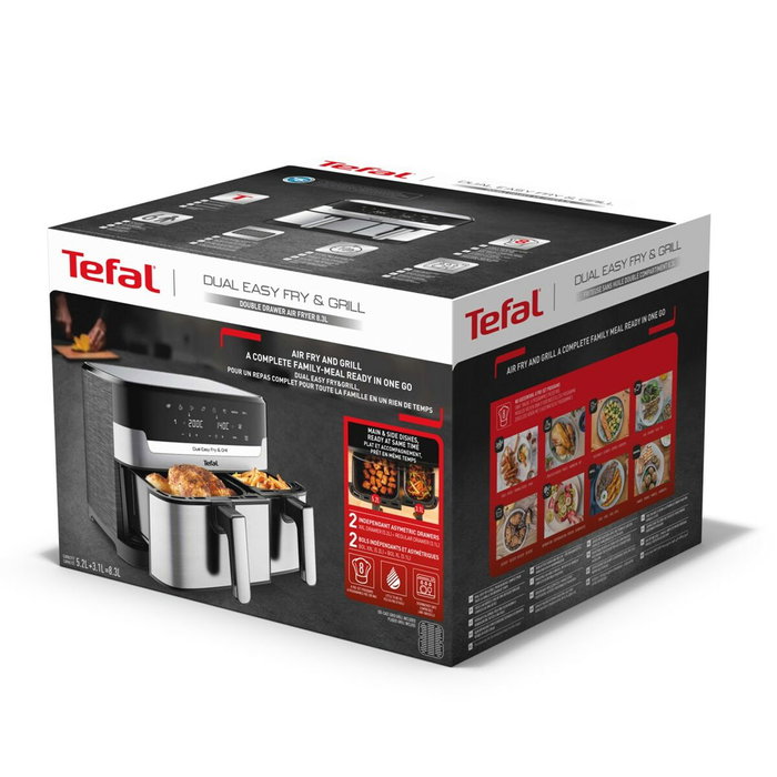 Friteuse à Air Tefal EY905D10 2700 W 8,3 L Noir Acier Friteuse à Air Tefal EY905D10 2700 W 8,3 L Noir Acier