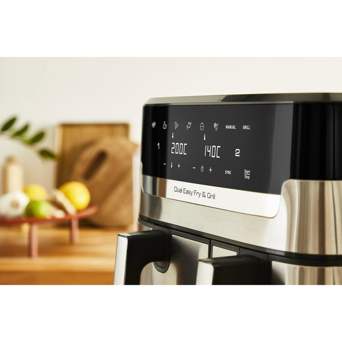 Friteuse à Air Tefal EY905D10 2700 W 8,3 L Noir Acier Friteuse à Air Tefal EY905D10 2700 W 8,3 L Noir Acier