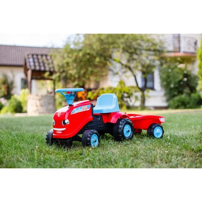 FALK Porteur Tracteur avec Remorque Tractor Go! - Jouet pour Enfant dès 1 an, 100% Fabriqué en France, 40% Plastique Recyclé