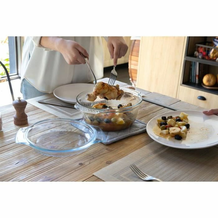 Pyrex Lot de 2 cocottes rondes en verre 1,6 L Pyrex Lot de 2 cocottes rondes en verre 1,6 L