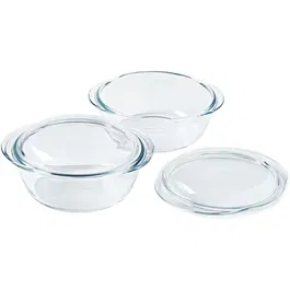 Pyrex - Lot de 2 Cocottes en Verre de 1,6 L - Résistantes au Four, Congélateur et Chocs Thermiques (-40°C à +350°C) - Sans BPA